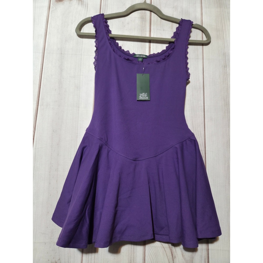 Wild Fable Purple Lace‎ Trim Exercise Dress with Built-in Shorts XXS NWT